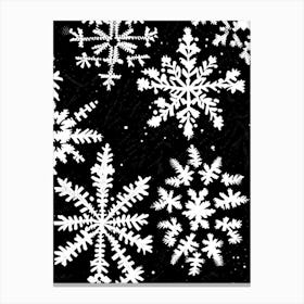 Pattern, Snowflakes, Black & White 1 Canvas Print