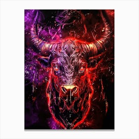 Scary Bull Art Canvas Print