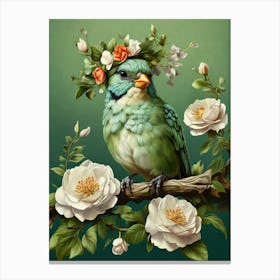 Bird With Flower Crown 2 Canvas Print