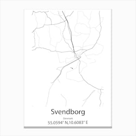 Svendborg,Denmark Minimalist Map Canvas Print