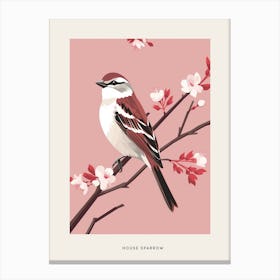 Minimalist House Sparrow 1 Bird Poster Canvas Print