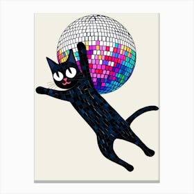 Disco Ball Cat Canvas Print