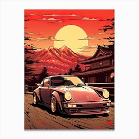 Porsche 911 Japanese Art Retro Car 1 Canvas Print