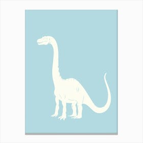 Pastel Blue Dinosaur Silhouette 2 Canvas Print