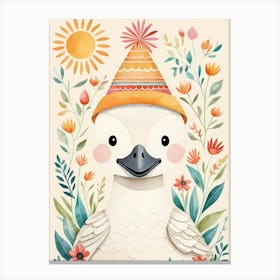 Floral Cute Baby Goose Nursery Illustration (16) Canvas Print