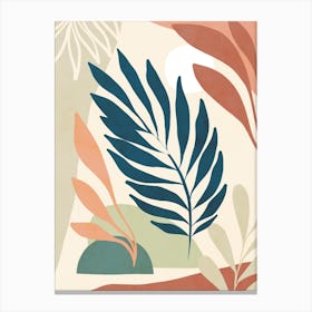 Earthy Tropical Foliage Blue 6 Canvas Print