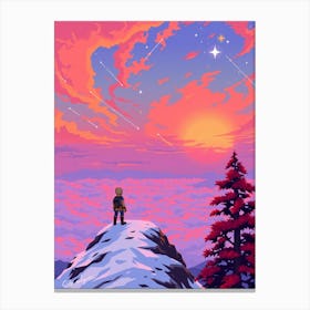 Sunset With Starry Sky Canvas Print