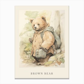 Beatrix Potter Inspired  Animal Watercolour Brown Bear 2 Canvas Print