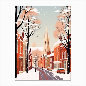 Retro Winter Illustration Canterbury United Kingdom 1 Canvas Print