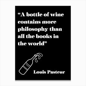 Wine Philosophy Black Canvas Print