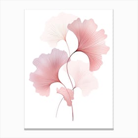 Pink Ginkgo Leaves 3 Canvas Print
