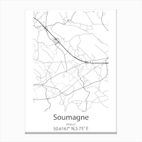 Soumagne,Belgium Minimalist Map Canvas Print