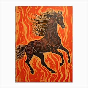 A Horse Painting In The Style Of Stenciling 2 Canvas Print