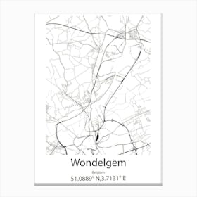 Wondelgem,Belgium Minimalist Map Canvas Print