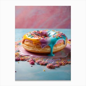 Colorful Donut With Sprinkles Canvas Print