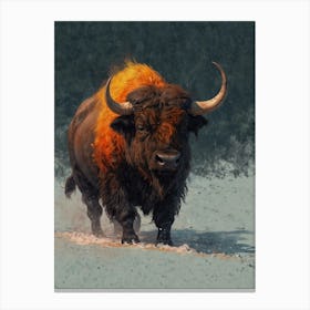 Bison In The Snow Canvas Print