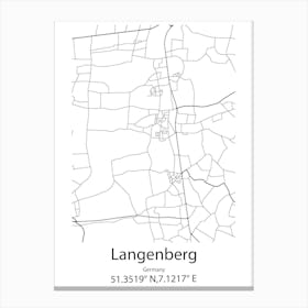 Langenberg,Germany Minimalist Map Canvas Print