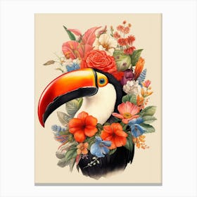 Bird With A Flower Crown Toucan 2 Canvas Print