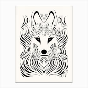 Linocut Fox Abstract Line Illustration 11 Canvas Print