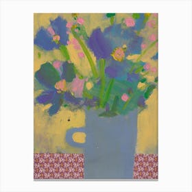 Whimsical Bouquet In A Blue Vase Canvas Print