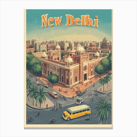 Aihrgdesign A Mid Century Modern Travel Poster For New Delhi Canvas Print