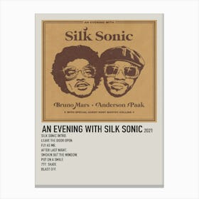 An Evening With Silk Sonic 2021 Poster Canvas Print