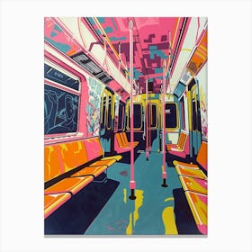 New York City Subway New York Colourful Silkscreen Illustration 2 Canvas Print