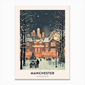 Winter Night  Travel Poster Manchester United Kingdom 2 Canvas Print