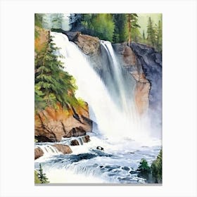 The Lower Falls Of The Lewis River, United States Water Colour  (2) Canvas Print