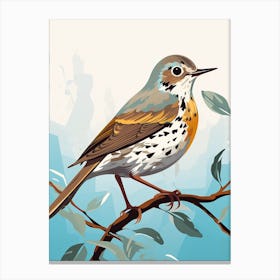 Colourful Geometric Bird Hermit Thrush 3 Canvas Print