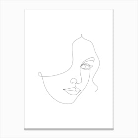 Continuous Line Drawing Of A Woman'S Face Canvas Print