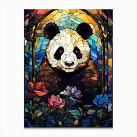 Panda Art In Stained Glass Art Style 3 Canvas Print