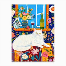 Tea Time With A Angora Cat 3 Canvas Print