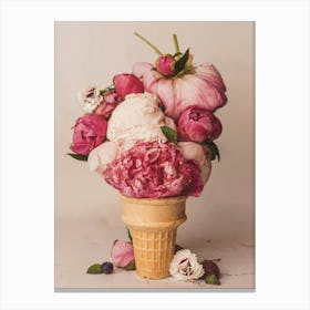 Peony Scoops Ice Cream Cone Canvas Print