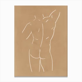 Male Body Sketch 2 Camel Canvas Line Art Print