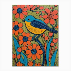 Bluebird In The Garden Canvas Print