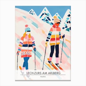 Lech Zurs Am Arlberg   Austria, Ski Resort Poster Illustration 3 Canvas Print