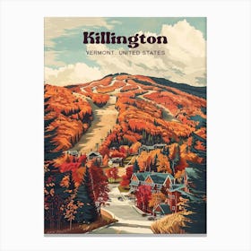 Killington Vermont Sugar Maple Tree Digital Travel Illustration Canvas Print