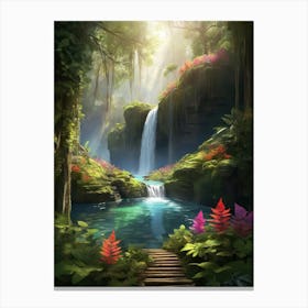 Waterfall In The Forest 1 Canvas Print