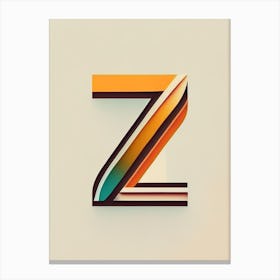Z, Letter, Alphabet Retro Minimal 3 Canvas Print
