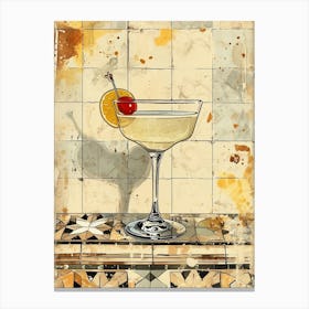 Cocktail On Mosaic Background Canvas Print