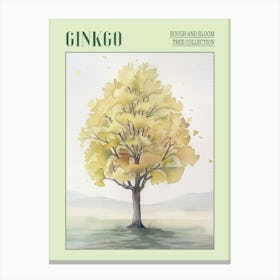 Ginkgo Tree Atmospheric Watercolour Painting 3 Poster Canvas Print