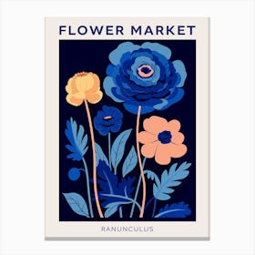 Blue Flower Market Poster Ranunculus 3 Canvas Print