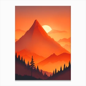 Misty Mountains Vertical Composition In Orange Tone 378 Canvas Print