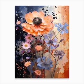 Surreal Florals Cornflower 1 Flower Painting Canvas Print