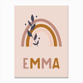 Boho Rainbow, Emma Lettering, Baby Canvas Print