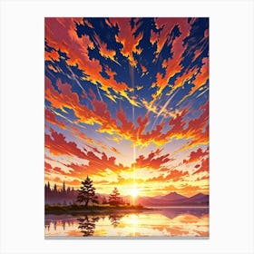 Sunset Over Lake Canvas Print