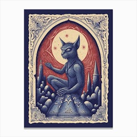 Gargoyle Tarot Card Blue 2 Canvas Print