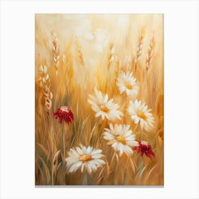 Daisies In A Wheat Field Canvas Print