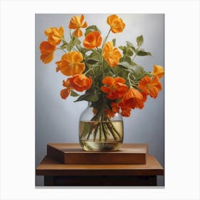 Orange Flowers In A Vase Canvas Print